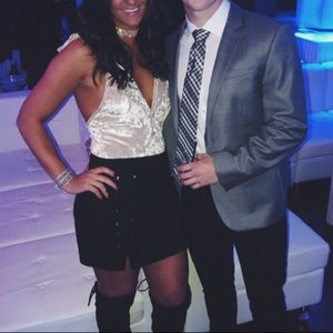 Iridescent cream body suit